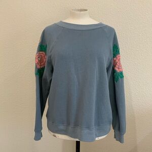 Wildfox blue gray embroidered sweatshirt size small